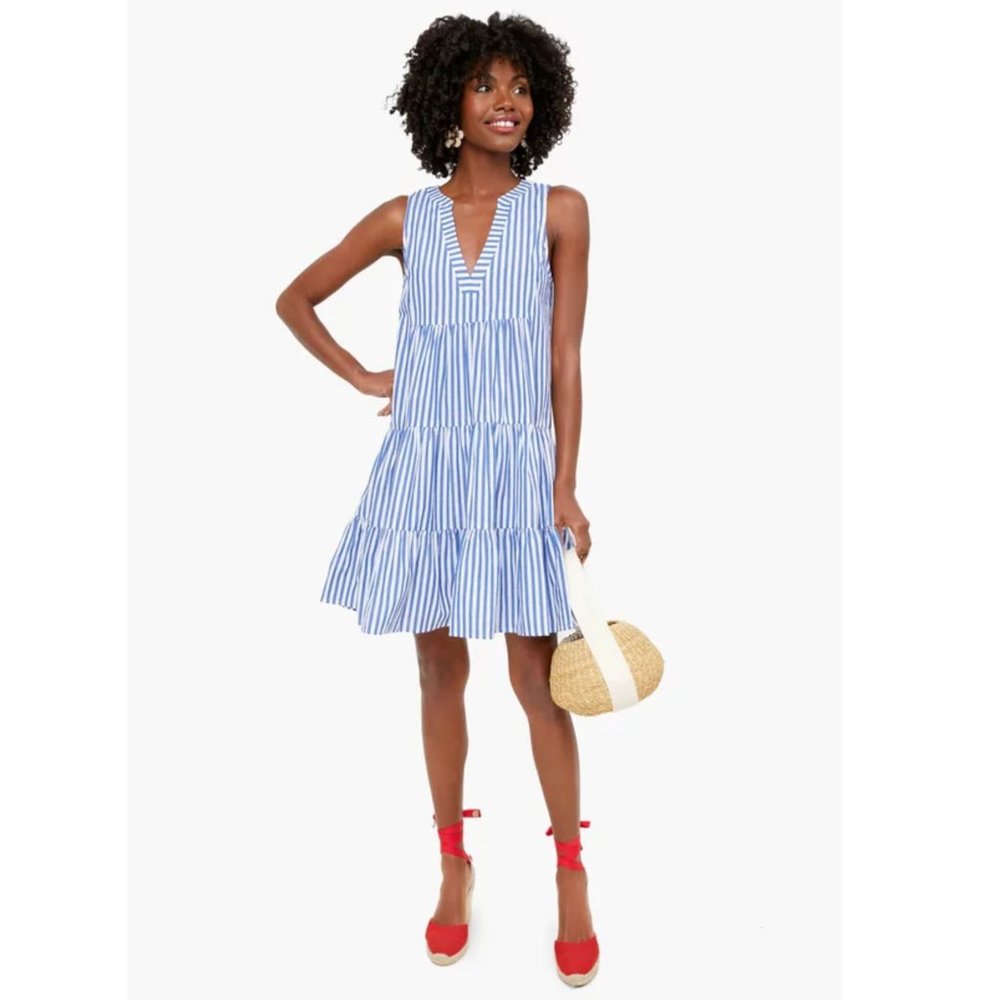 Tuckernuck Pomander Place Blue and White Stripe Sleeveless Cotton Kenzo Dress